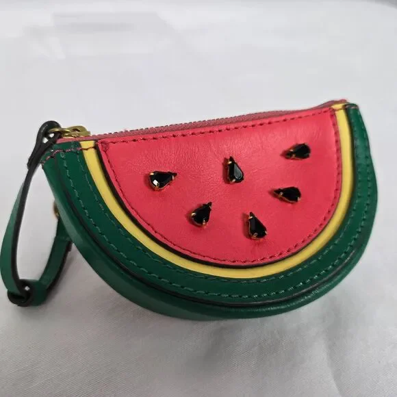 J. Crew Coin Wristlet Pouch Watermelon Red Yellow Green Black 5" x 3" - Picture 12 of 12